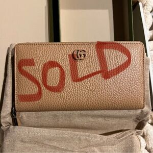 Gucci GG Nude Marmont Leather Zip around Wallet